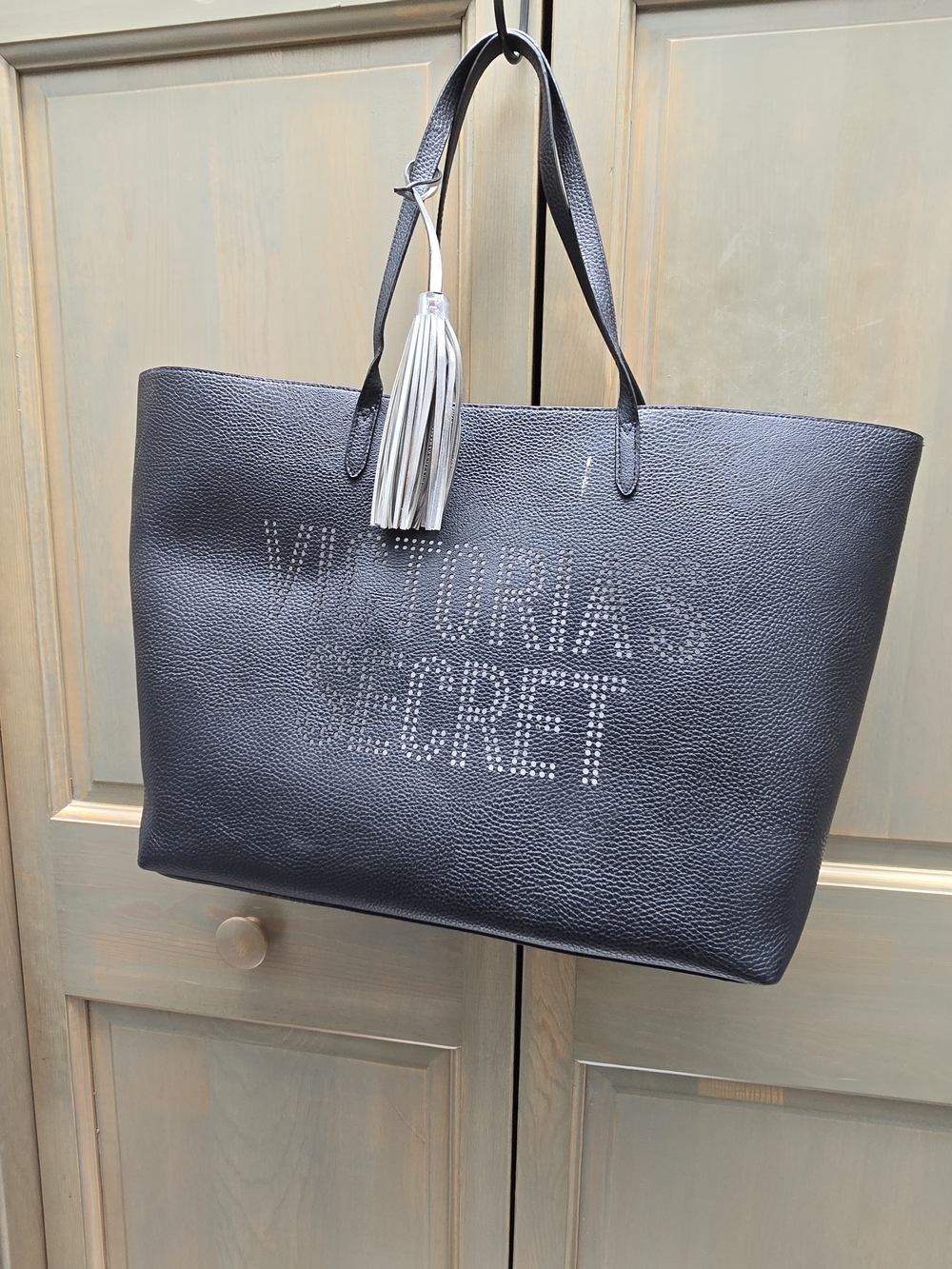 Victoria's Secret Black Tote Bag with Tassel